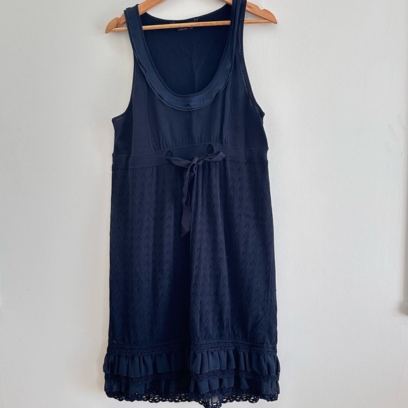 BCBG Max Azria navy empire waist knit navy midi dress size Large - Picture 4 of 8